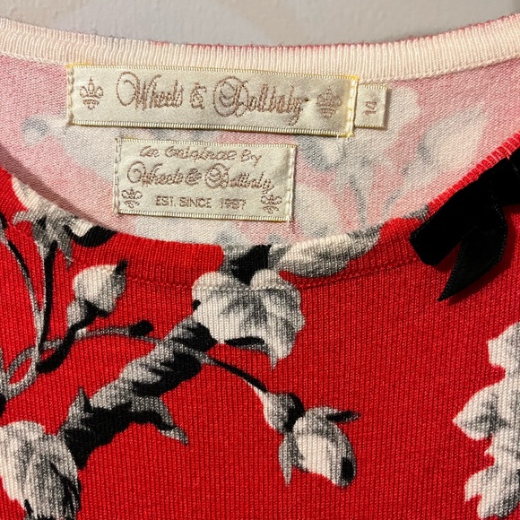 Wheels/Dollbaby-size UK14- red/bk/gra/cream cropped sweater. NWOT. - Picture 2 of 4